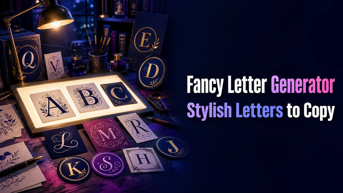 Original illuminated alphabet workshop with decorative letter cards for the Fancy Letter Generator