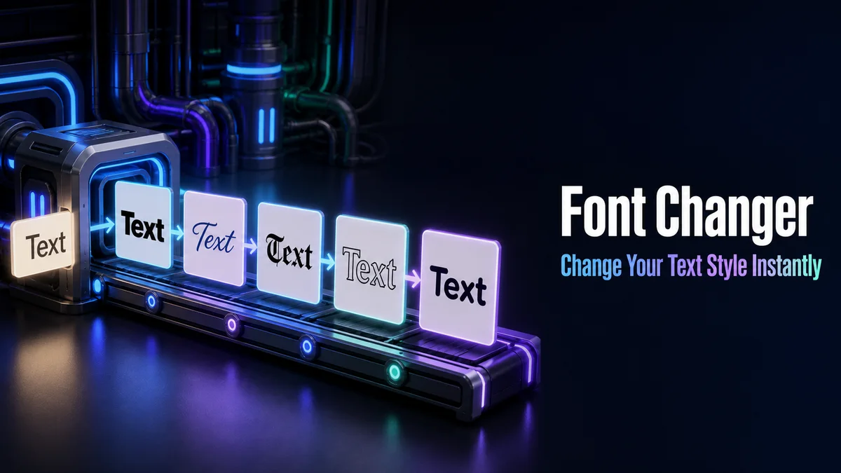 Original text transformation workstation with before-and-after style cards for the Font Changer tool