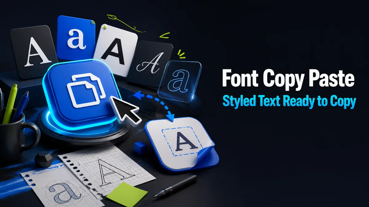 Original copy-and-paste typography desk with ready-to-use style cards for the Font Copy Paste tool
